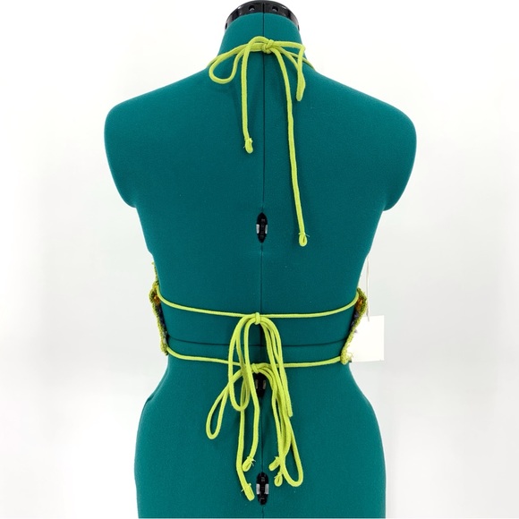 Zara NWT Striped Crochet Backless Halter Top with Ties, Medium - Picture 7 of 15